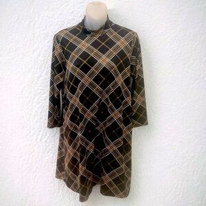 As U Wish Black Brown Plaid Flannel Fall Dress Old Money Small S